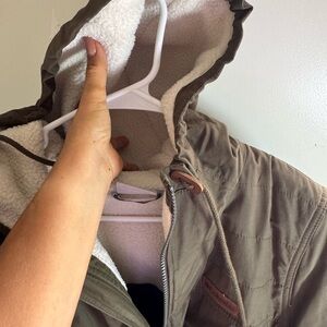 Columbia Olive Utility Jacket with Sherpa Lining